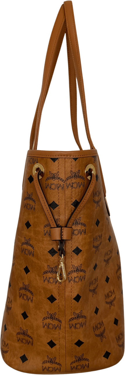MCM MCM Liz reversible shopper bag in Visetos Medium Cognac Bruin