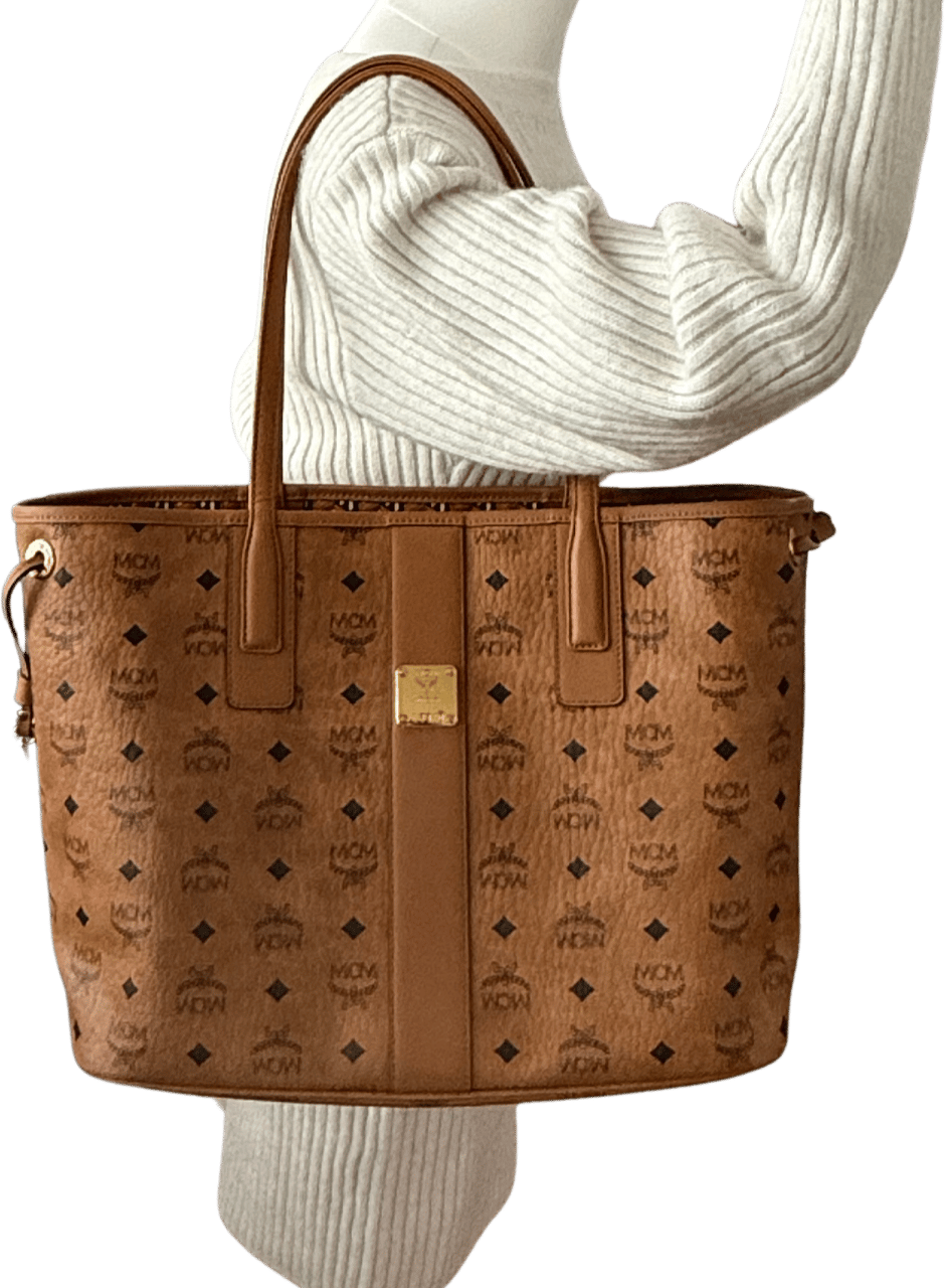 MCM MCM Liz reversible shopper bag in Visetos Medium Cognac Bruin