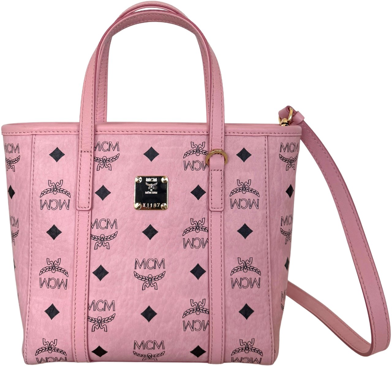 MCM MCM Mini Toni Shopper mit Reißverschluss in Visetos Soft Pink / sehr gut Roze