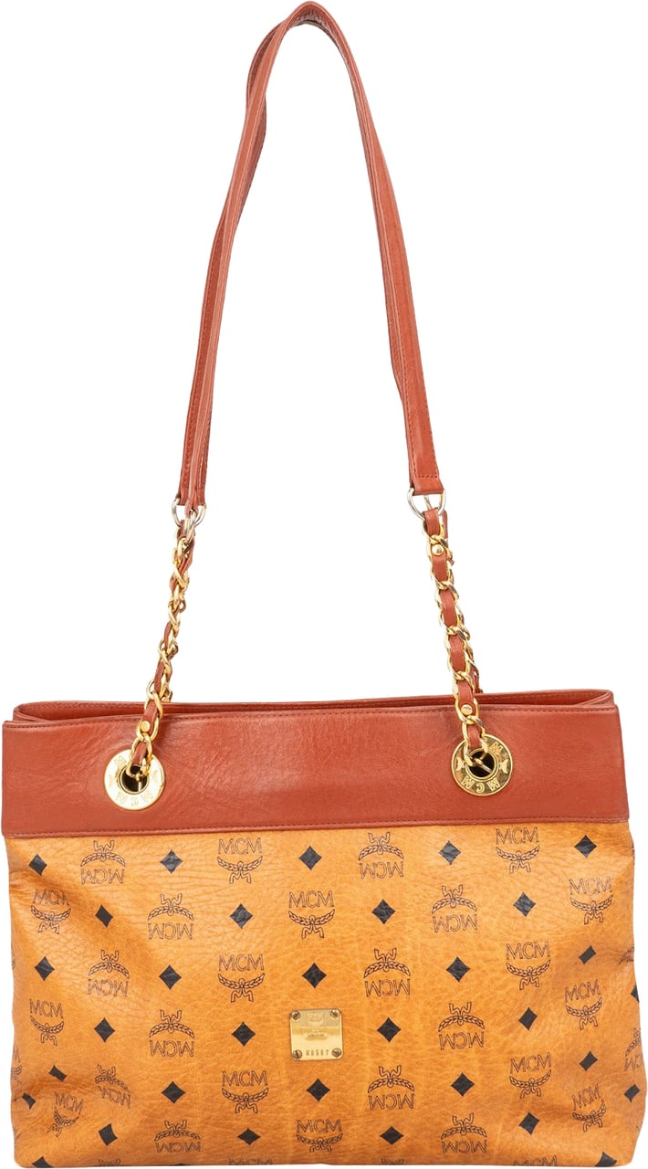 MCM MCM Monogram Visetos Chain Tote Shoulder Bag Bruin