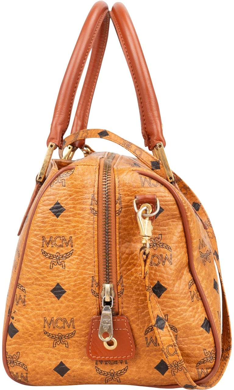 MCM MCM Monogram Visetos Boston Handbag Bruin