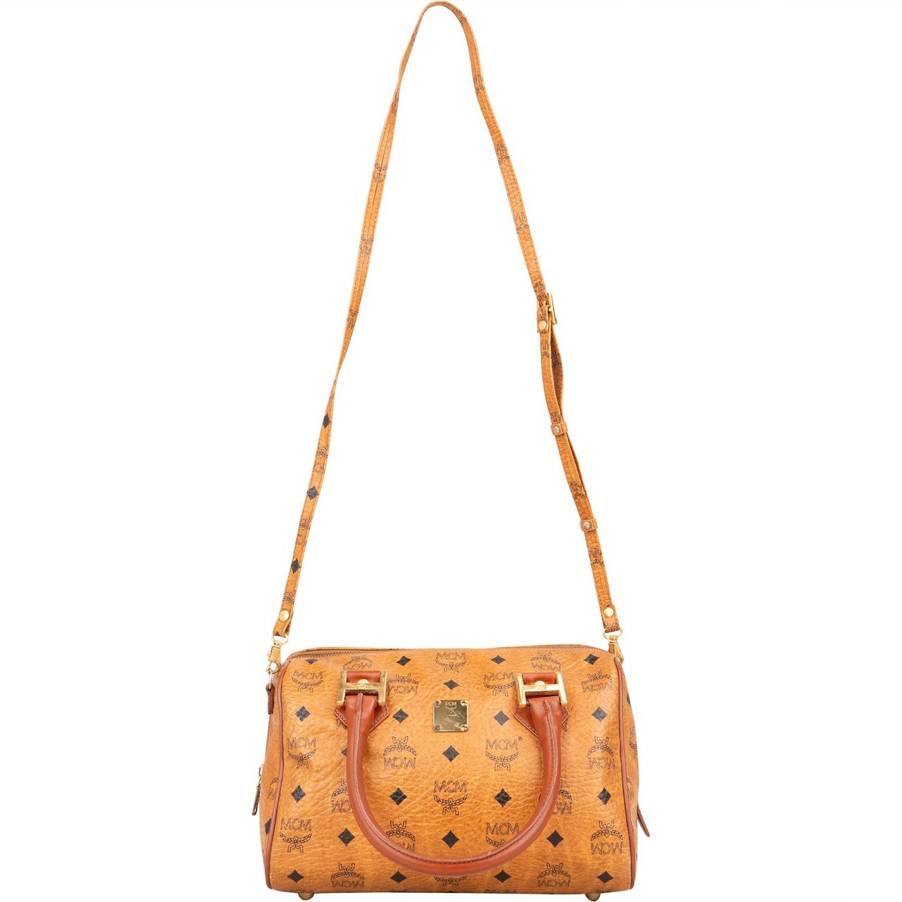 MCM MCM Monogram Visetos Boston Handbag Bruin