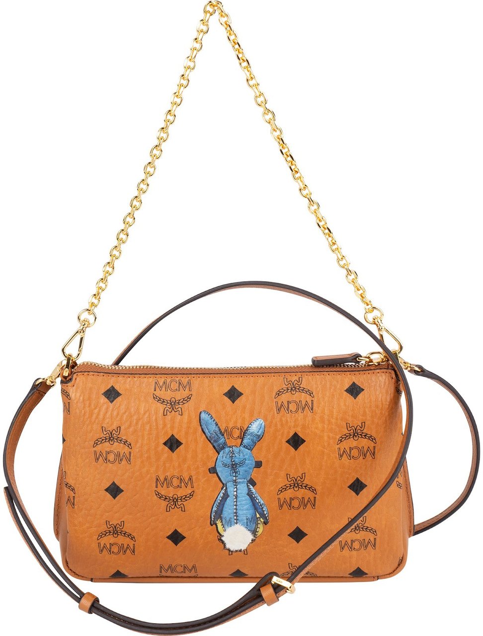 MCM MCM Monogram Visetos Rabbit Tracy Pochette Crossbody Bag Bruin