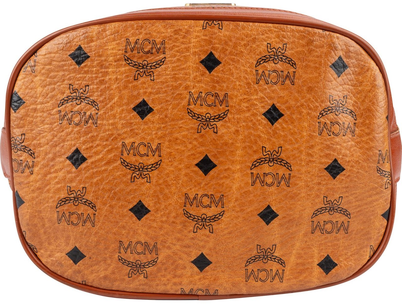 MCM MCM Monogram Visetos Drawstring Bucket Crossbody Bag Bruin