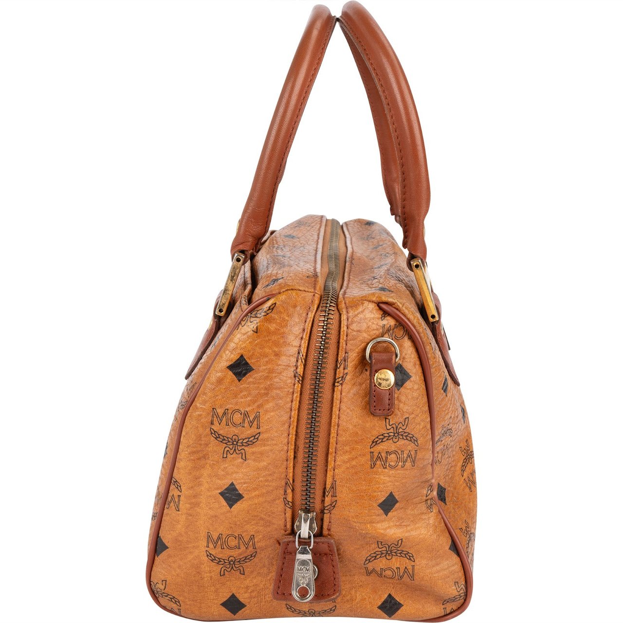 MCM MCM Monogram Visetos Boston Handbag Bruin