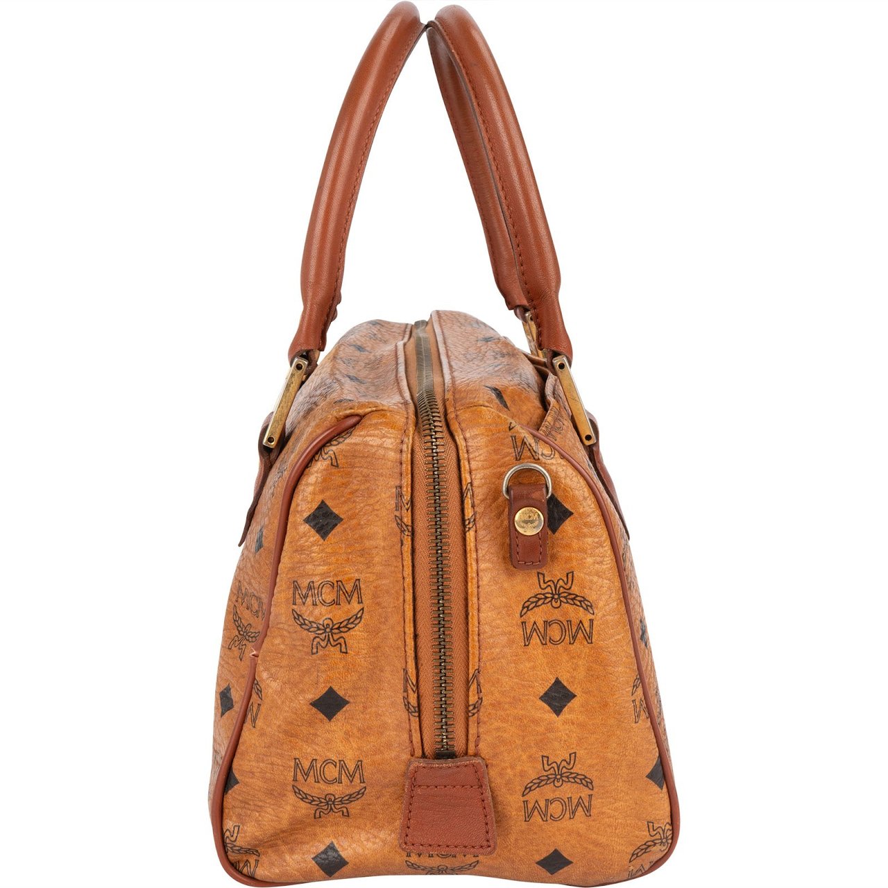MCM MCM Monogram Visetos Boston Handbag Bruin