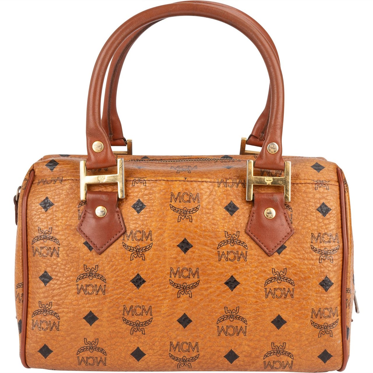 MCM MCM Monogram Visetos Boston Handbag Bruin