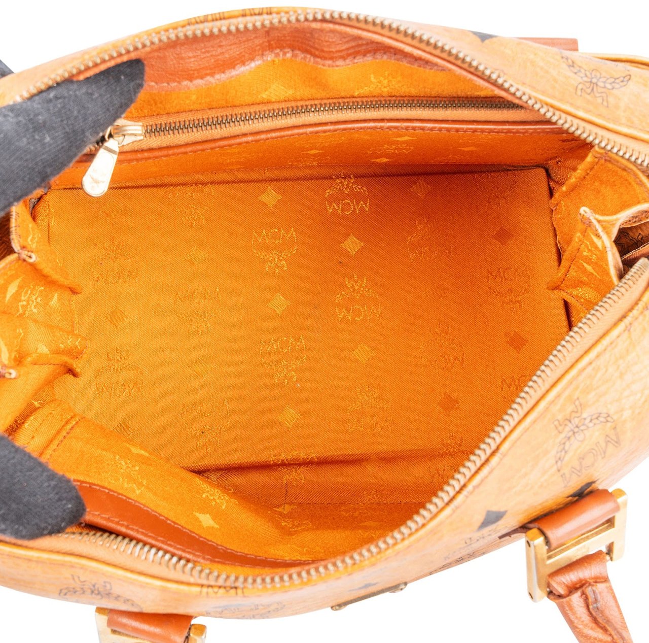 MCM MCM Monogram Visetos Boston Handbag Bruin
