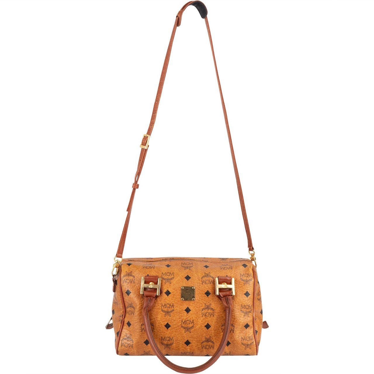 MCM MCM Monogram Visetos Boston Handbag Bruin