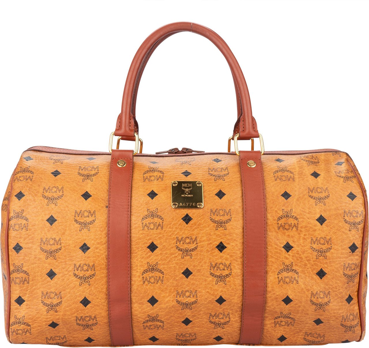 MCM Visetos Monogram Boston Handbag Bruin
