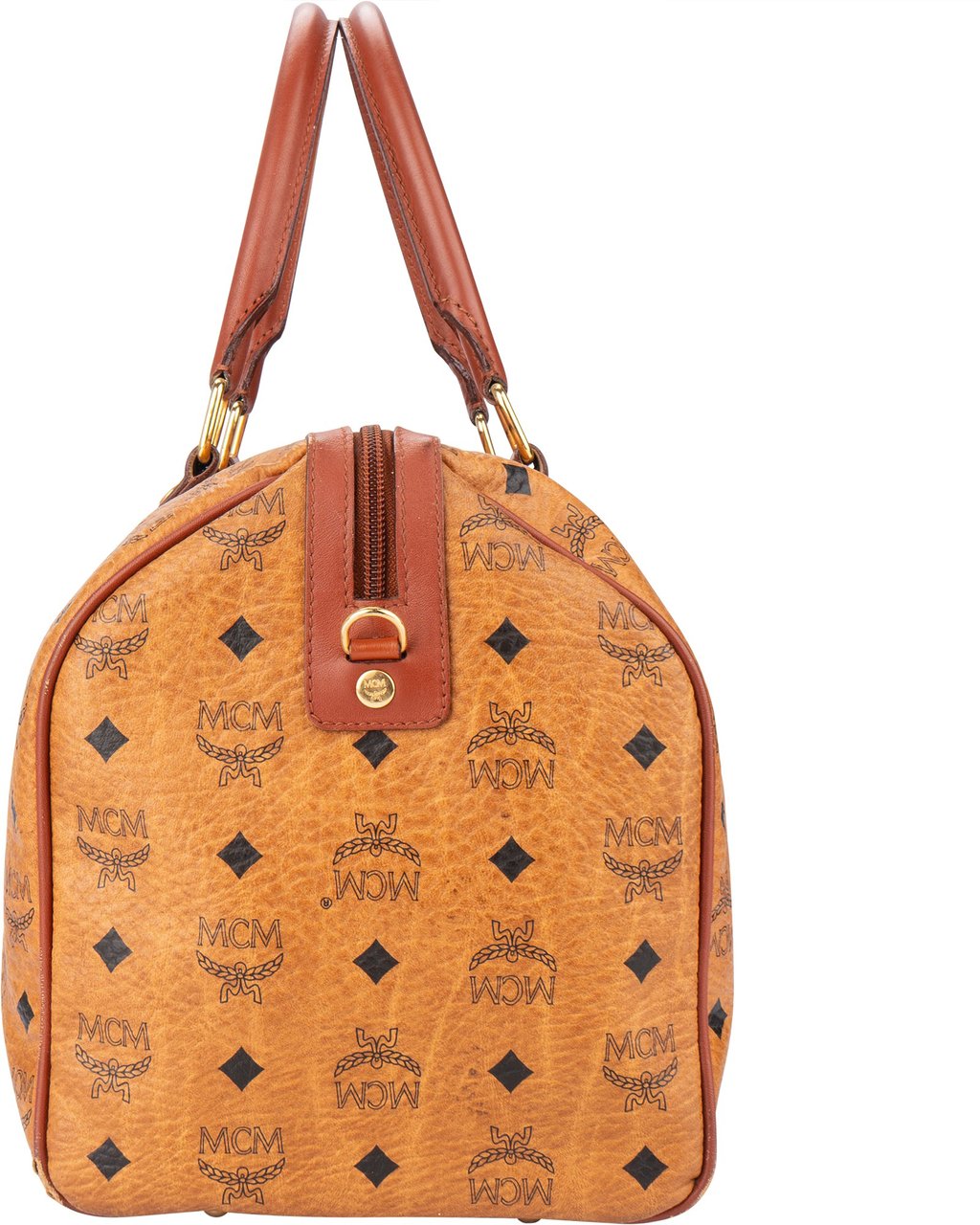 MCM Visetos Monogram Boston Handbag Bruin