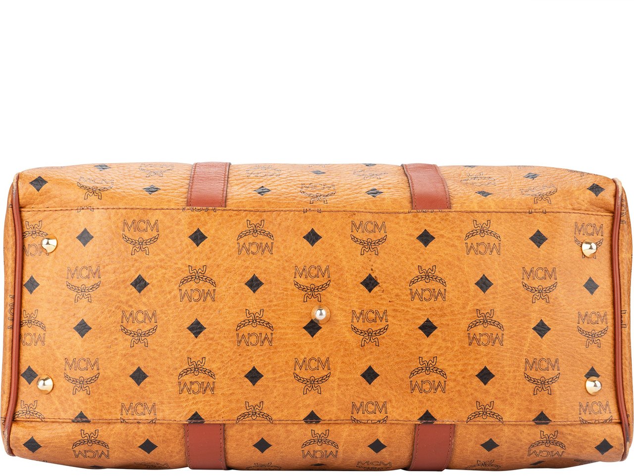 MCM Visetos Monogram Boston Handbag Bruin
