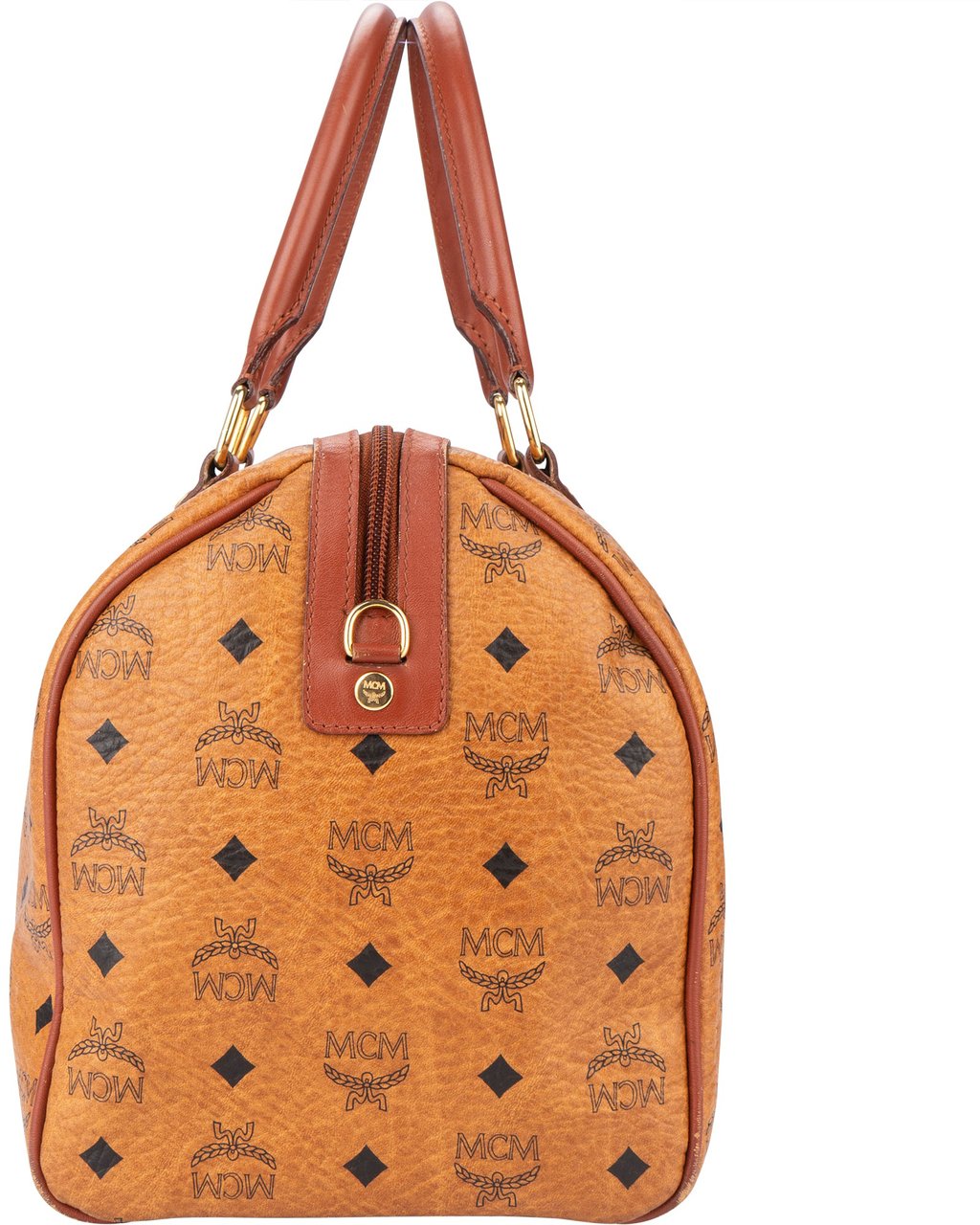 MCM Visetos Monogram Boston Handbag Bruin