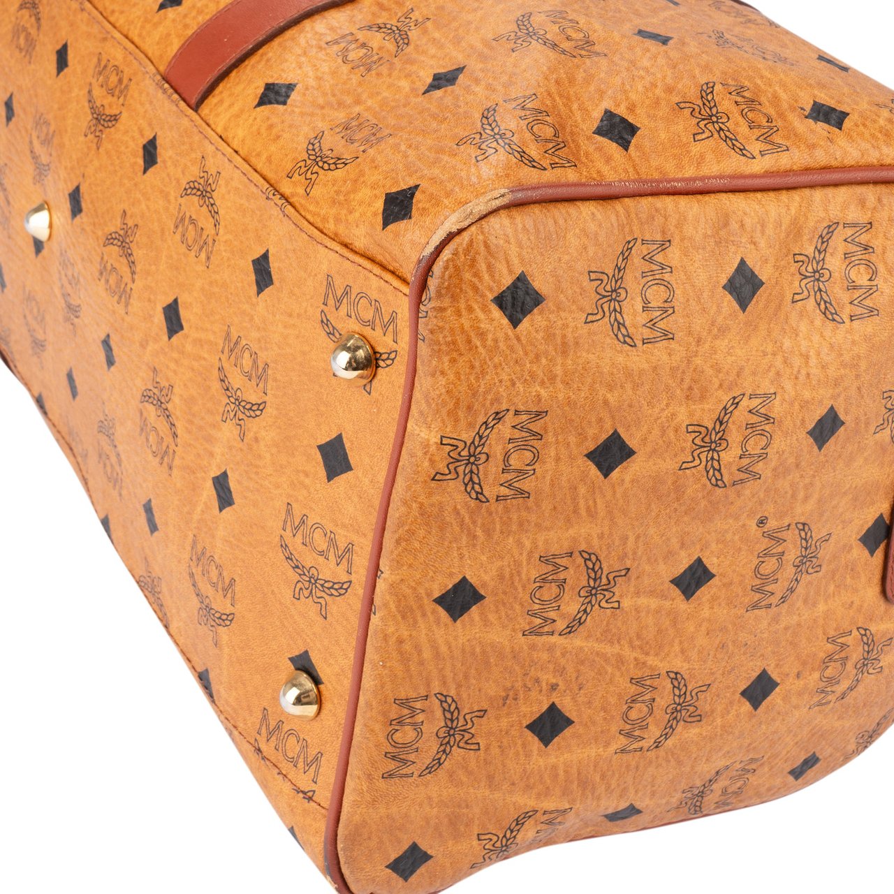 MCM Visetos Monogram Boston Handbag Bruin