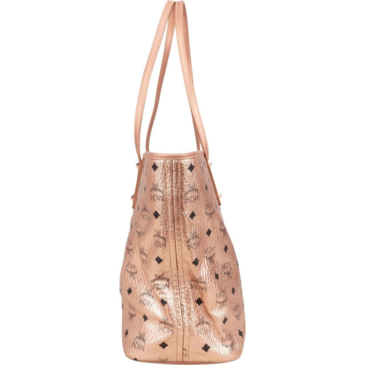 MCM MCM Metallic Monogram Visetos Studded Liz Shopper Shoulder Bag Roze