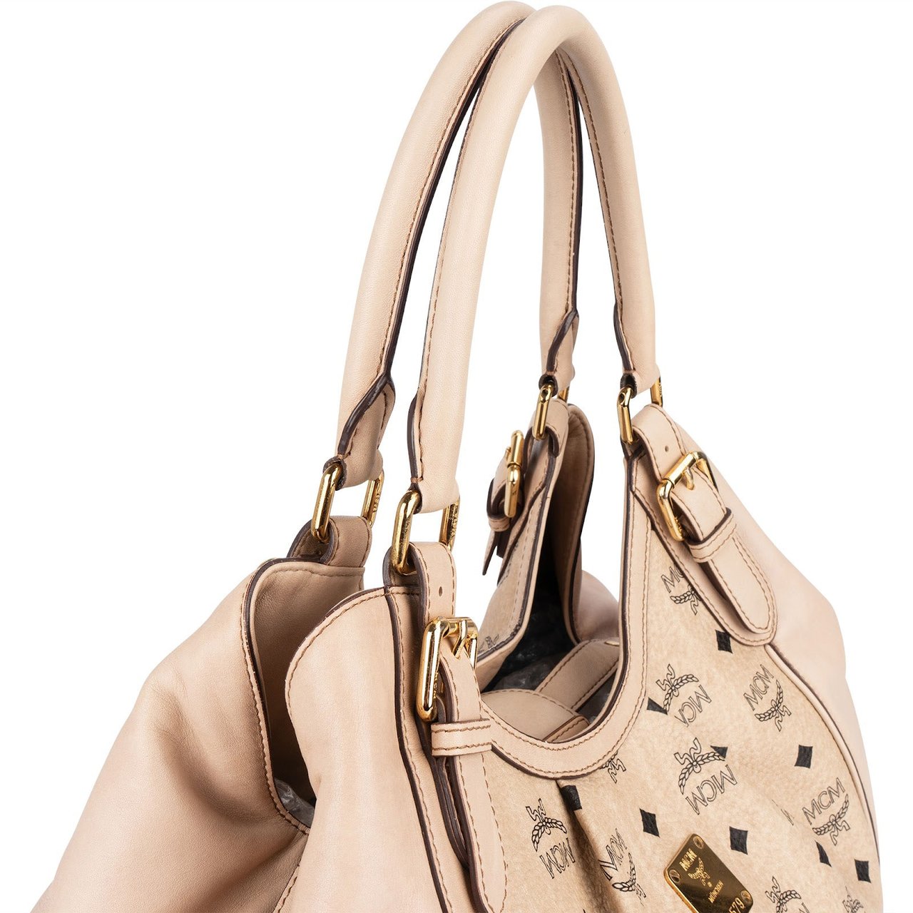 MCM MCM Beige Monogram Visetos Leather Shoulder Bag Beige