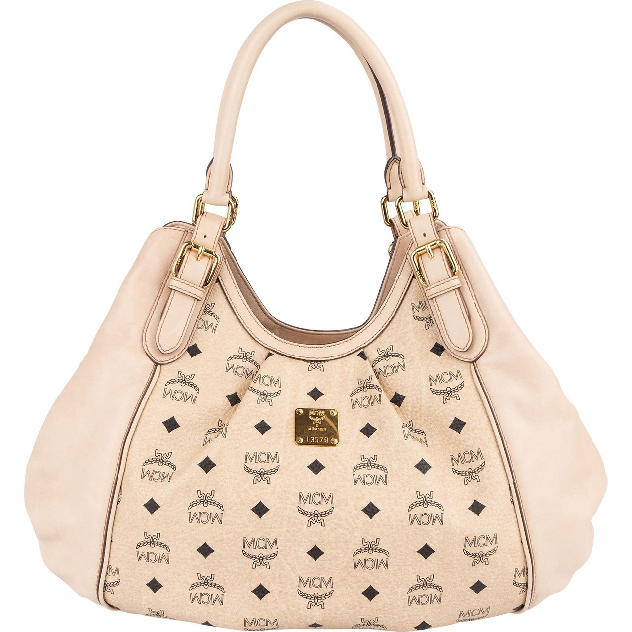MCM MCM Beige Monogram Visetos Leather Shoulder Bag Beige