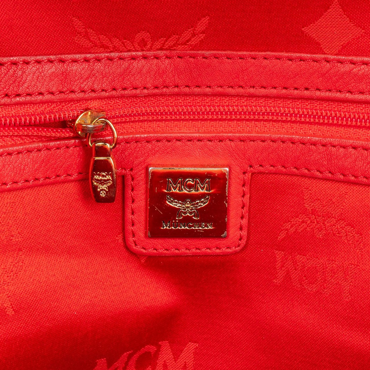 MCM MCM Visetos Monogram Stark Studded Backpack Rood