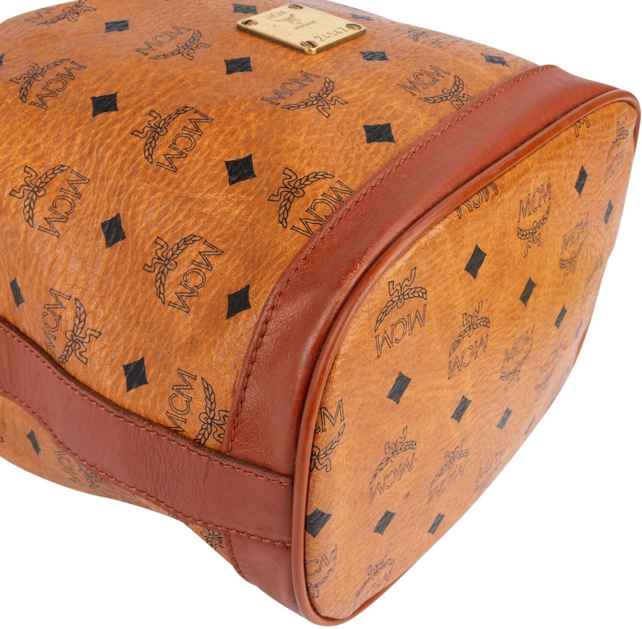 MCM MCM Monogram Visetos Drawstring Bucket Crossbody Bag Bruin