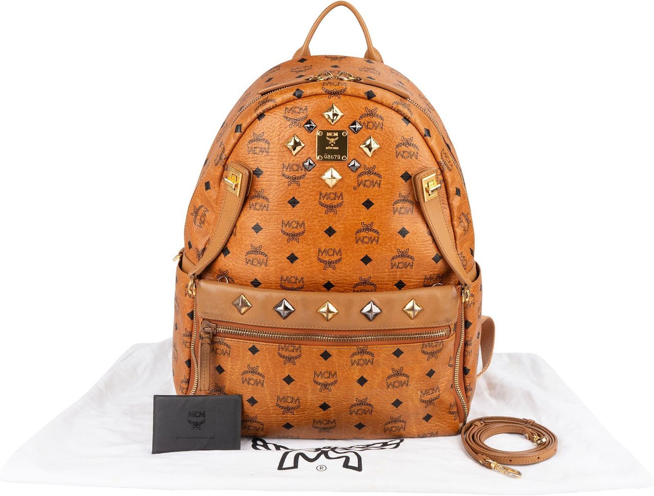 MCM MCM Monogram Visetos  Studded 2 in 1 Bag Backpack Bruin