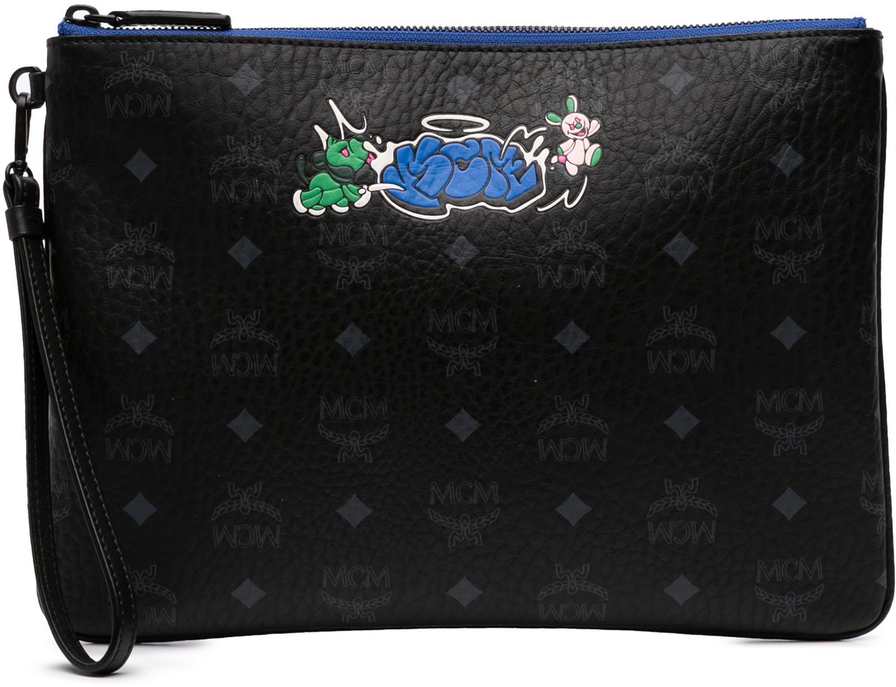 MCM Sambypen Haru Henry Kaiser Visetos Coated Canvas Clutch Zwart