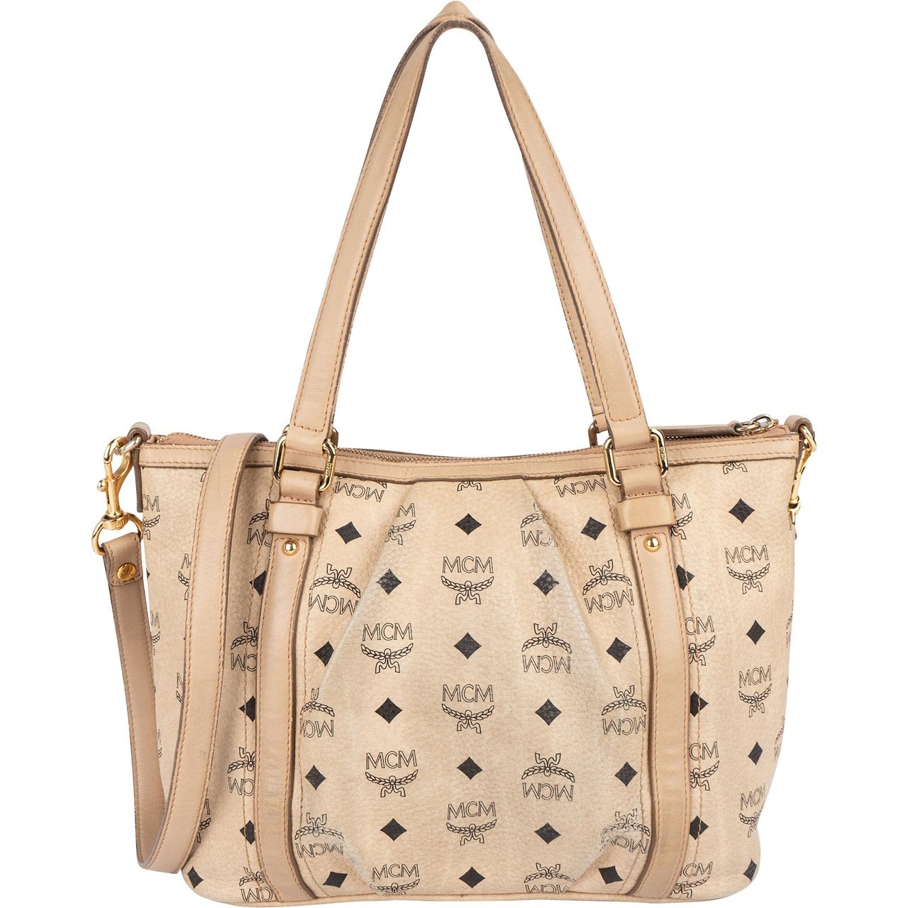 MCM MCM Monogram Visetos 2Way Handbag Beige