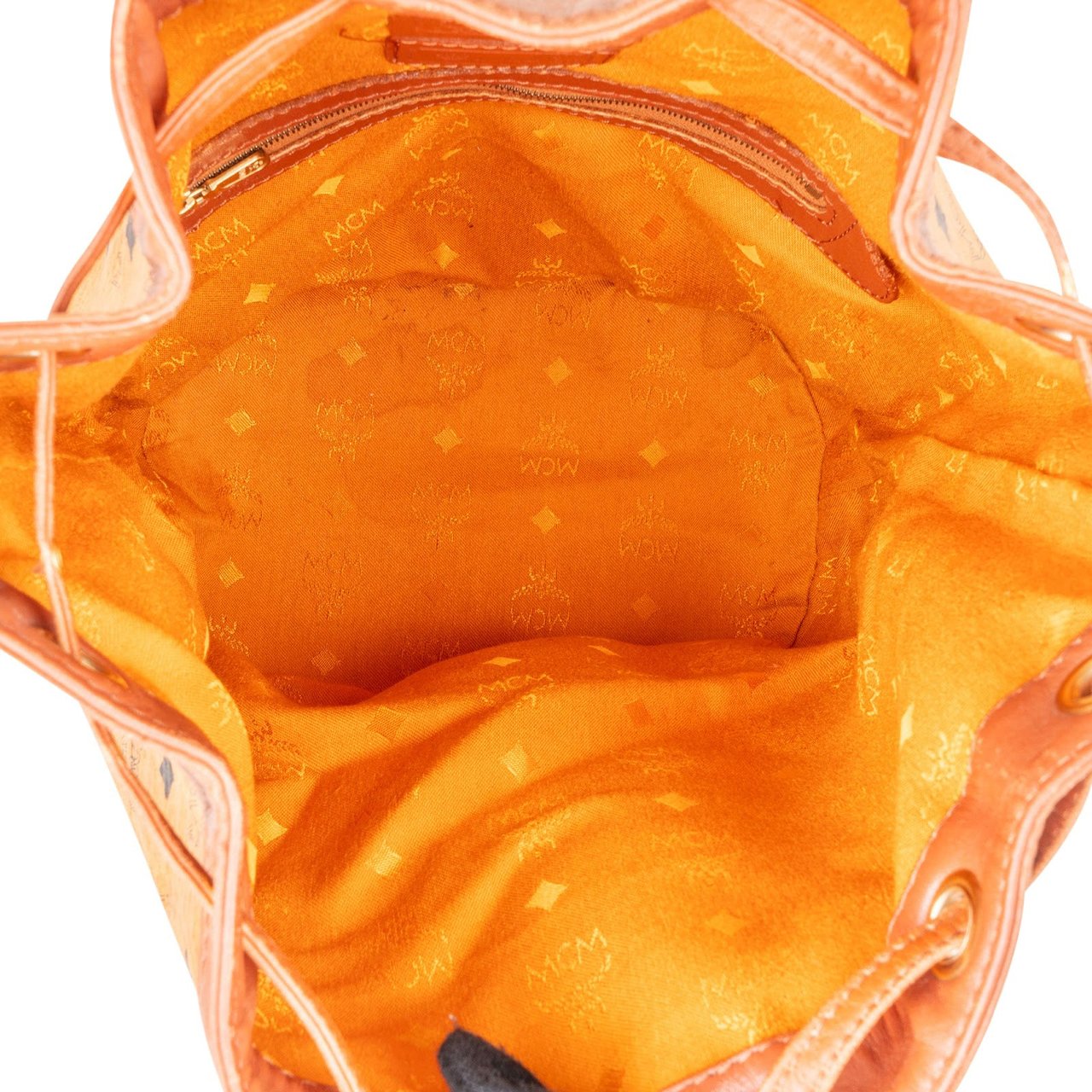 MCM MCM Monogram Visetos Drawstring Bucket Crossbody Bag Bruin