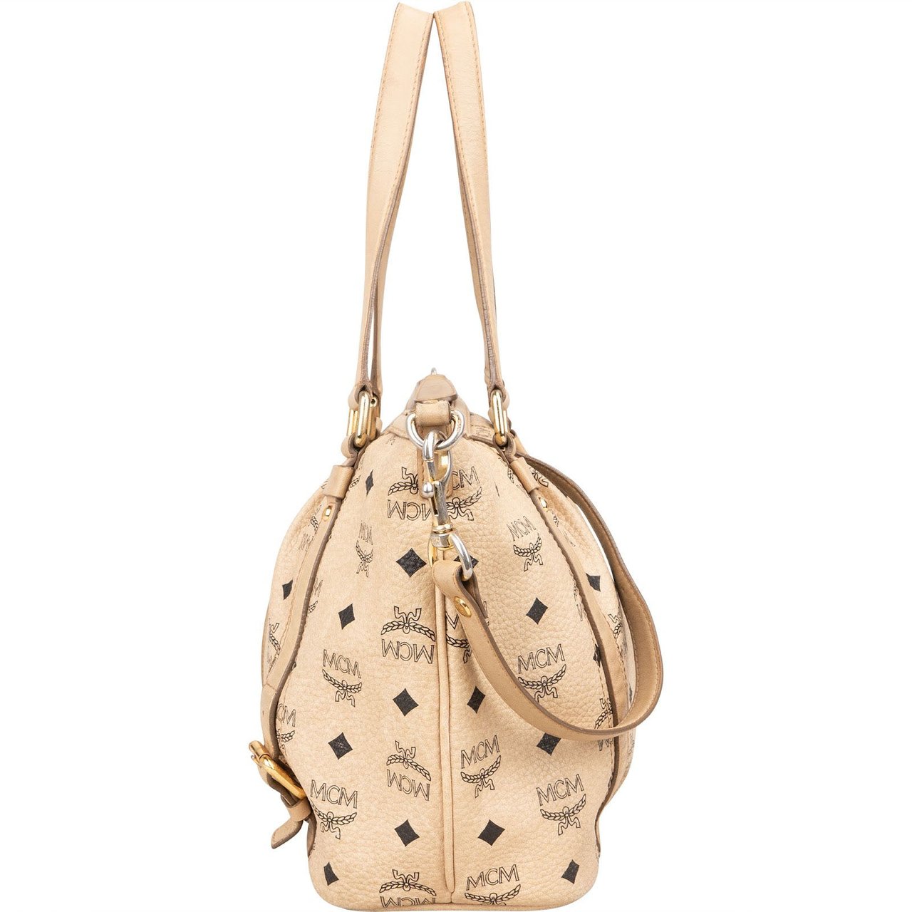 MCM MCM Monogram Visetos Satchel Tote Handbag Beige