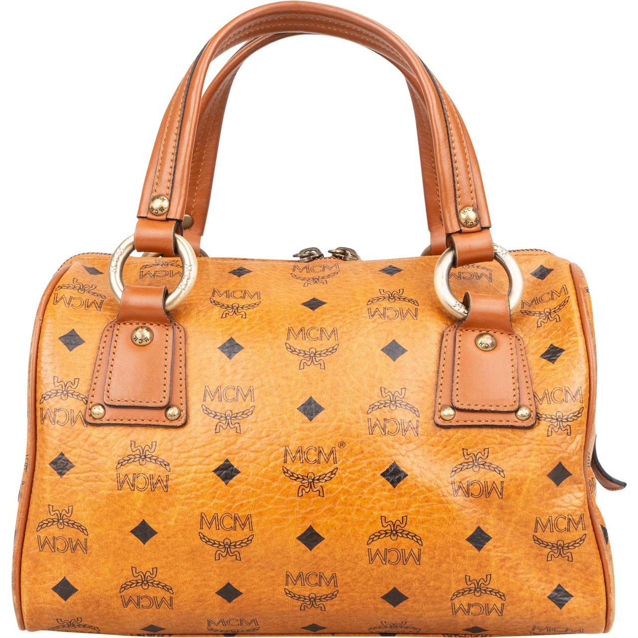 MCM MCM Monogram Visetos Boston Pocket Handbag Bruin