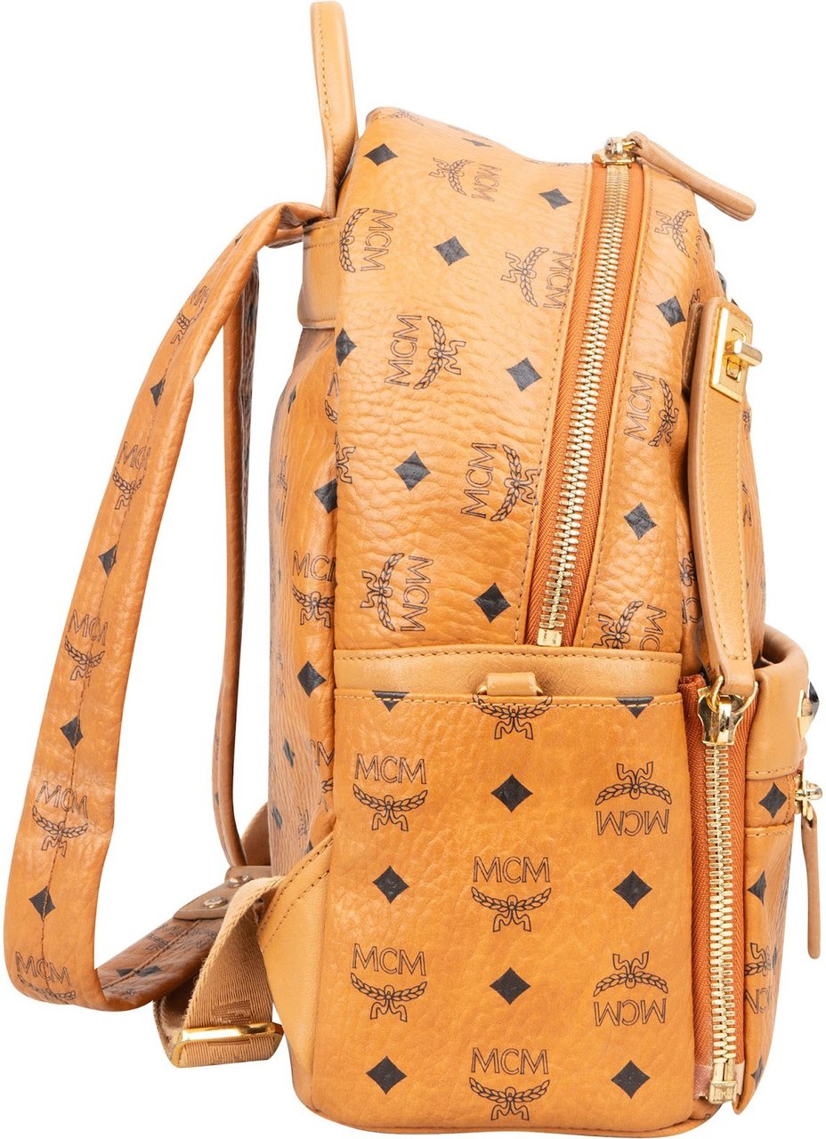 MCM MCM Monogram Visetos  Stark Studded 2 in 1 Backpack Bruin