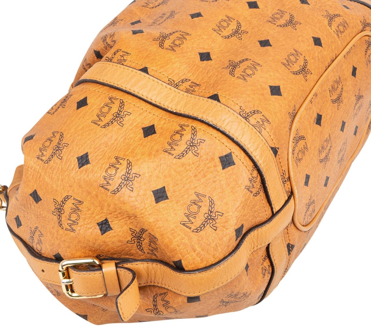 MCM MCM Monogram Visetos Essential Hobo Drawstring Handbag Bruin