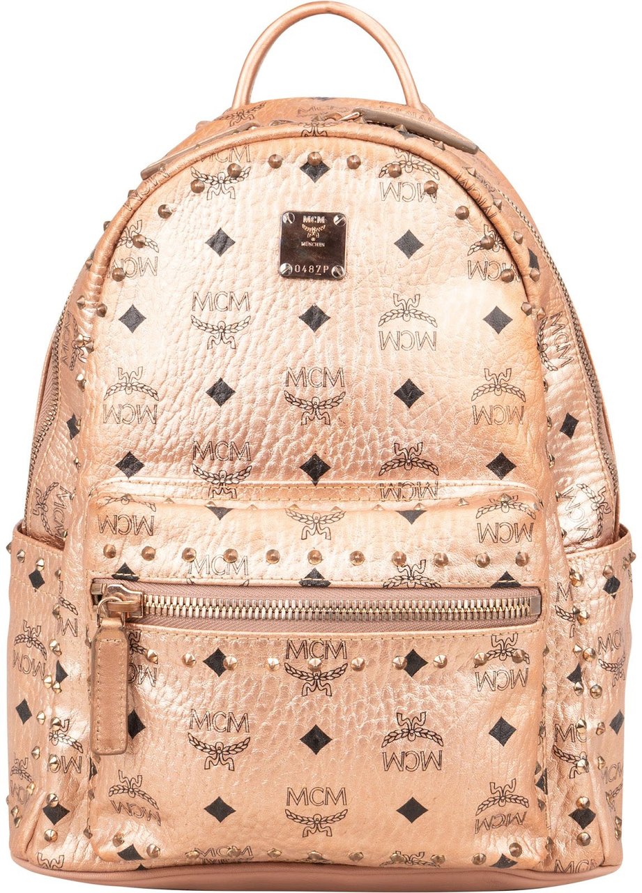 MCM MCM Visetos Monogram Metallic Stark Studded Backpack Roze