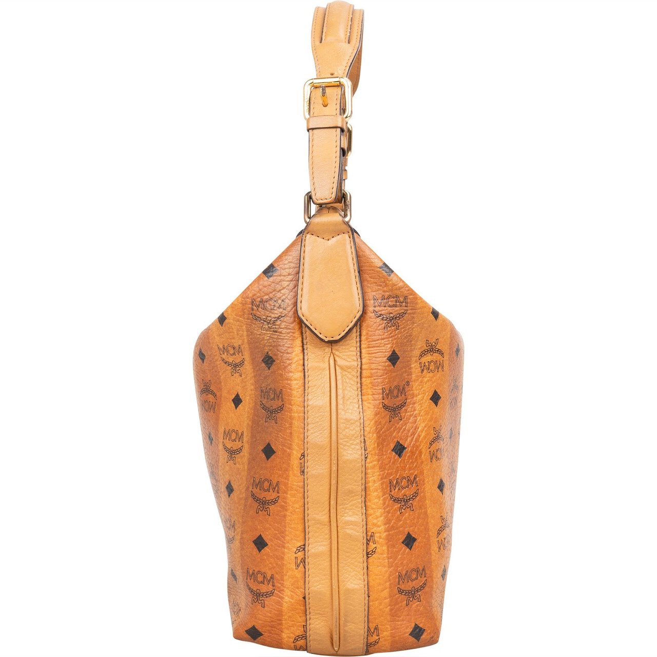 MCM MCM Monogram Visetos Striped Hobo Handbag Bruin