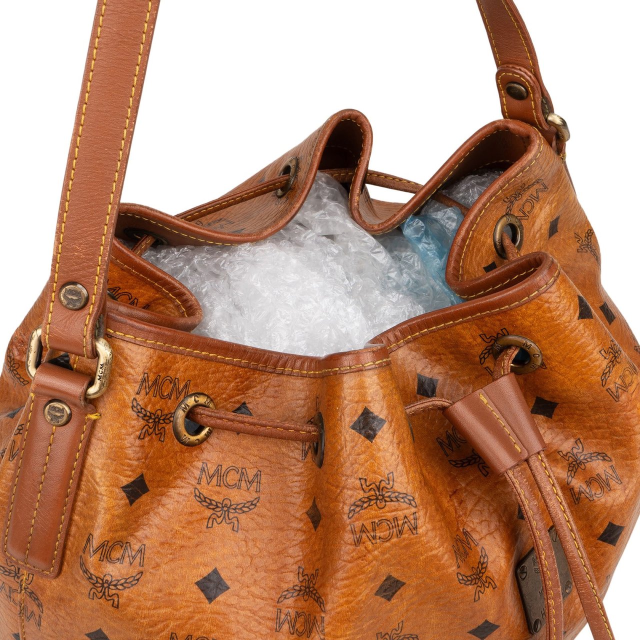 MCM MCM Monogram Visetos Drawstring Shoulder Bag Bruin