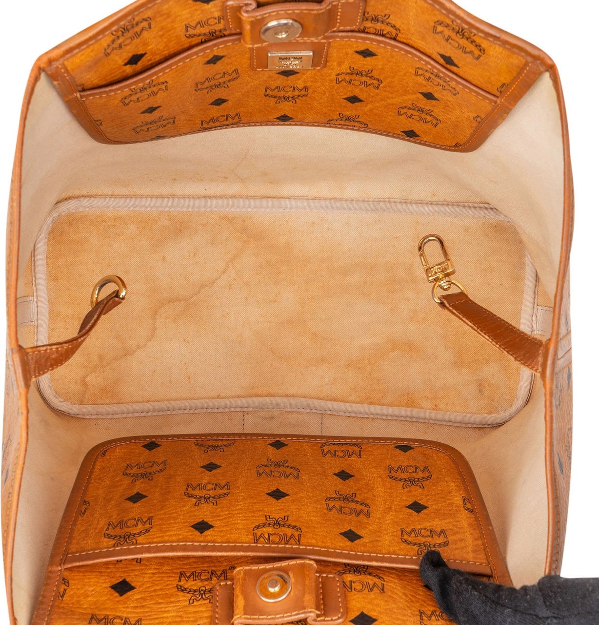 MCM MCM Monogram Visetos Tote Croc-Embossed Liz Shoulder Bag Bruin