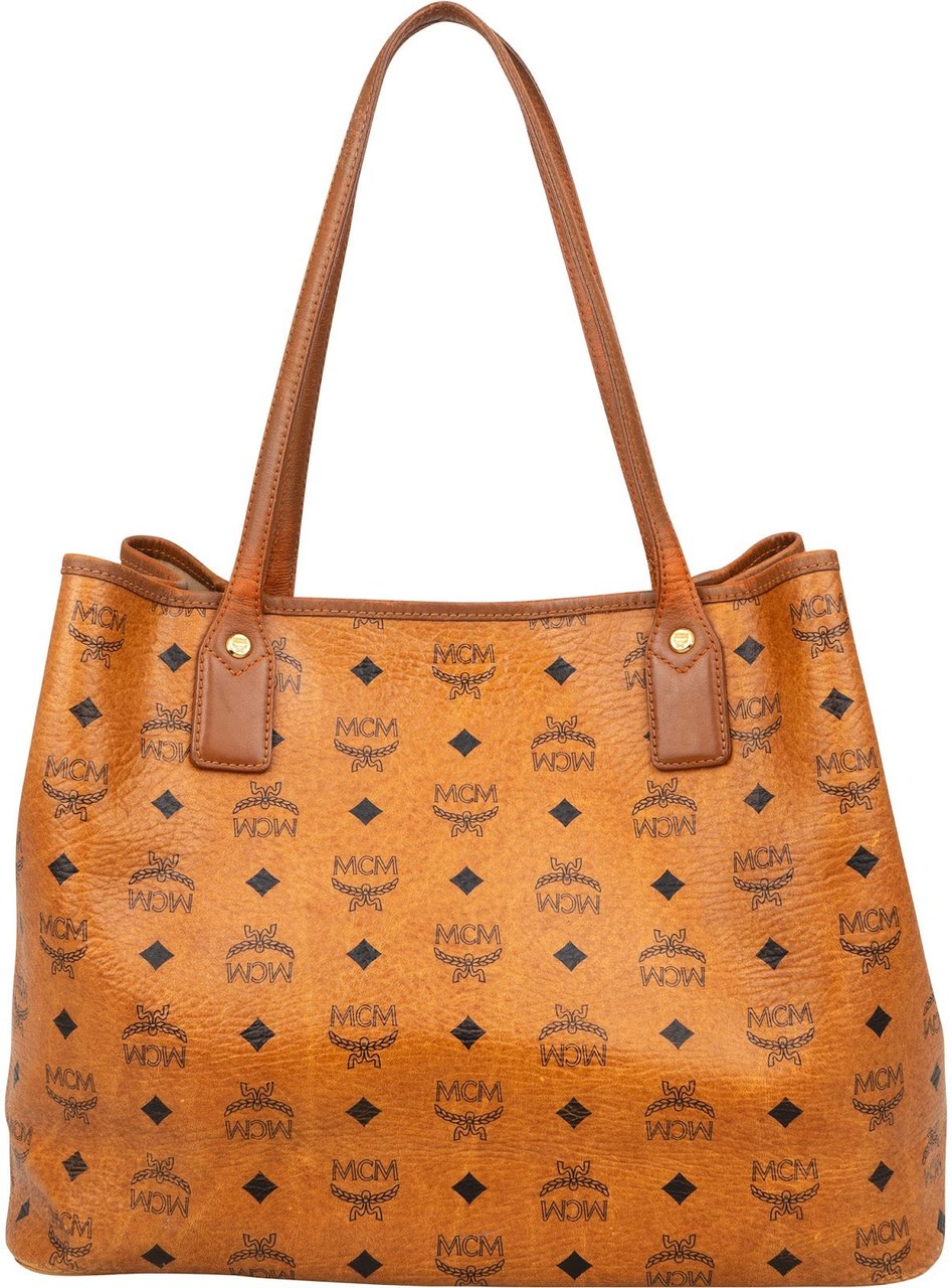 MCM MCM Monogram Visetos Tote Croc-Embossed Liz Shoulder Bag Bruin