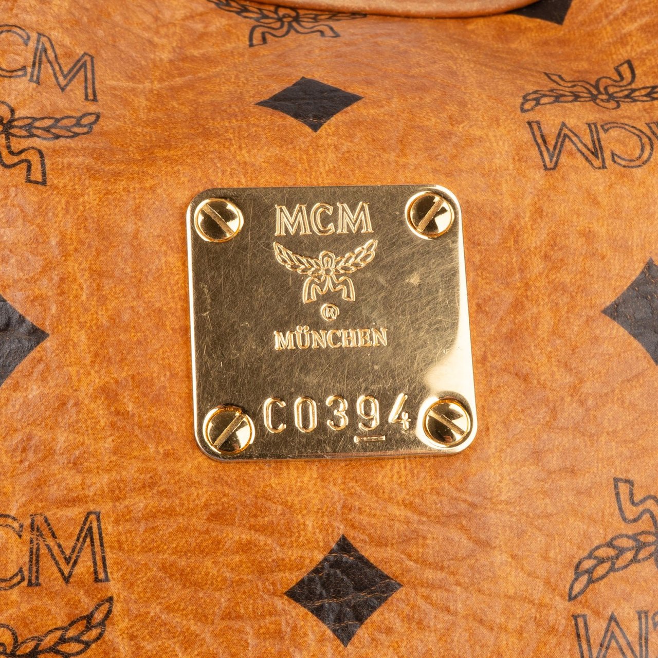 MCM MCM Monogram Visetos Drawstring Bucket Crossbody Bag Bruin