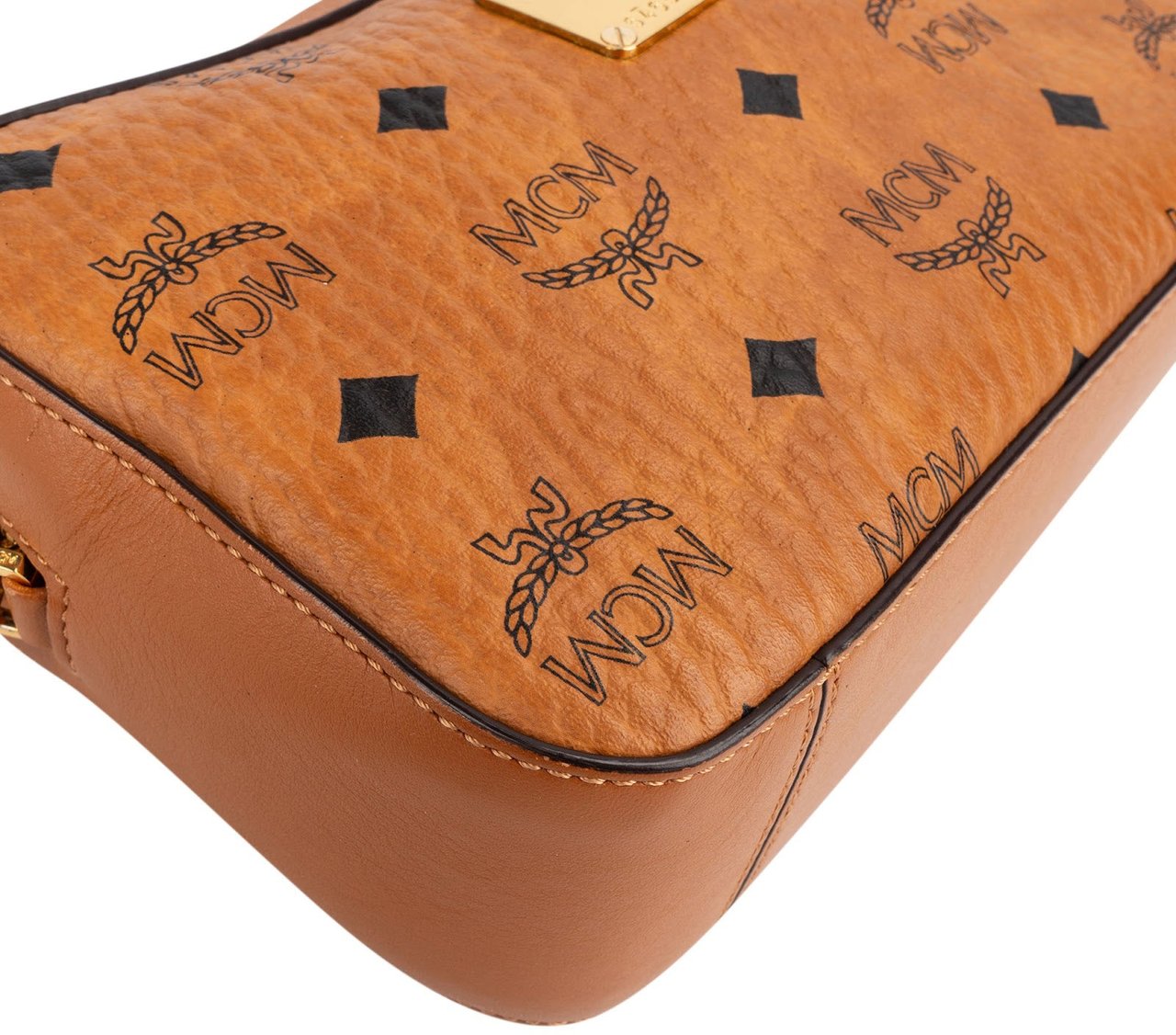 MCM MCM Monogram Visetos Camera Crossbody Bag Bruin