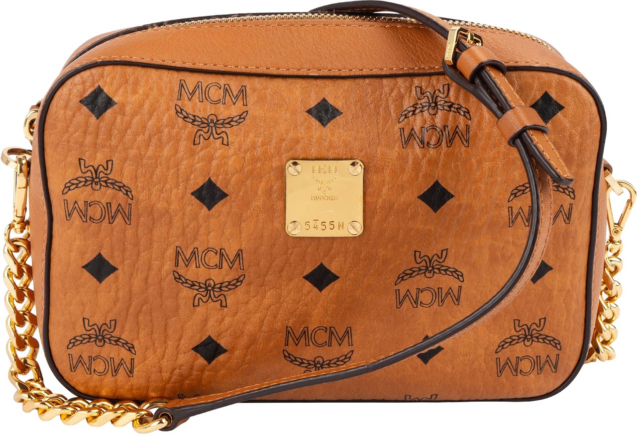 MCM MCM Monogram Visetos Camera Crossbody Bag Bruin