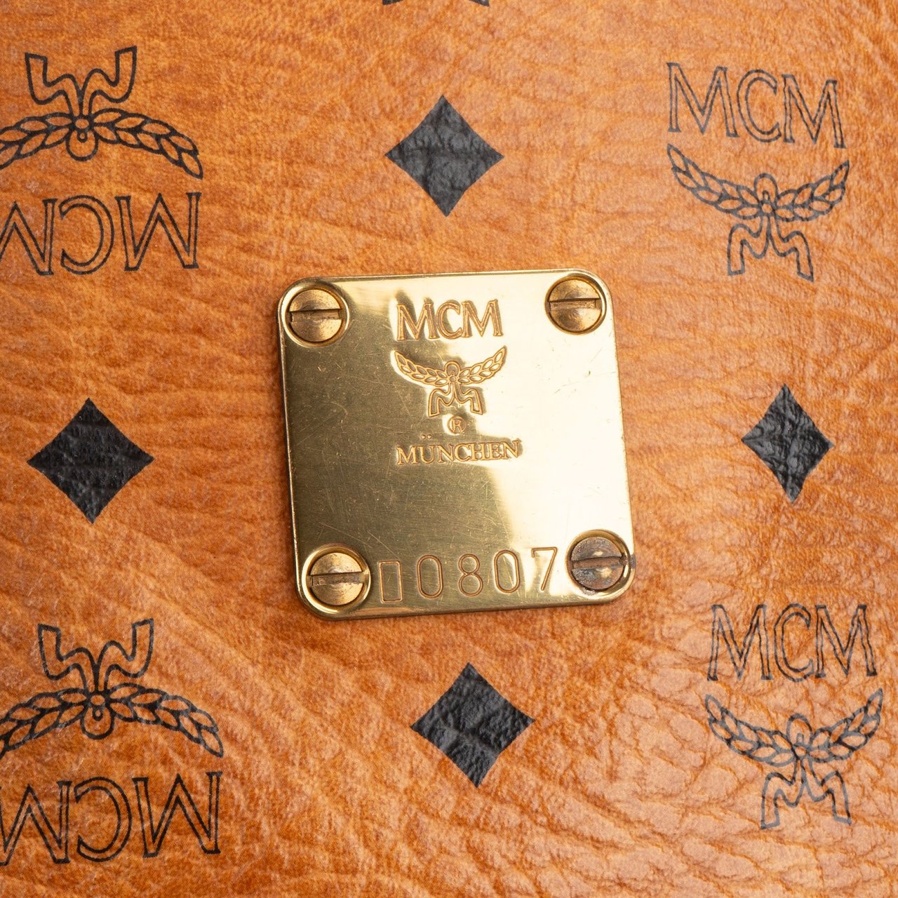 MCM MCM Monogram Visetos Drawstring Bucket Crossbody Bag Bruin