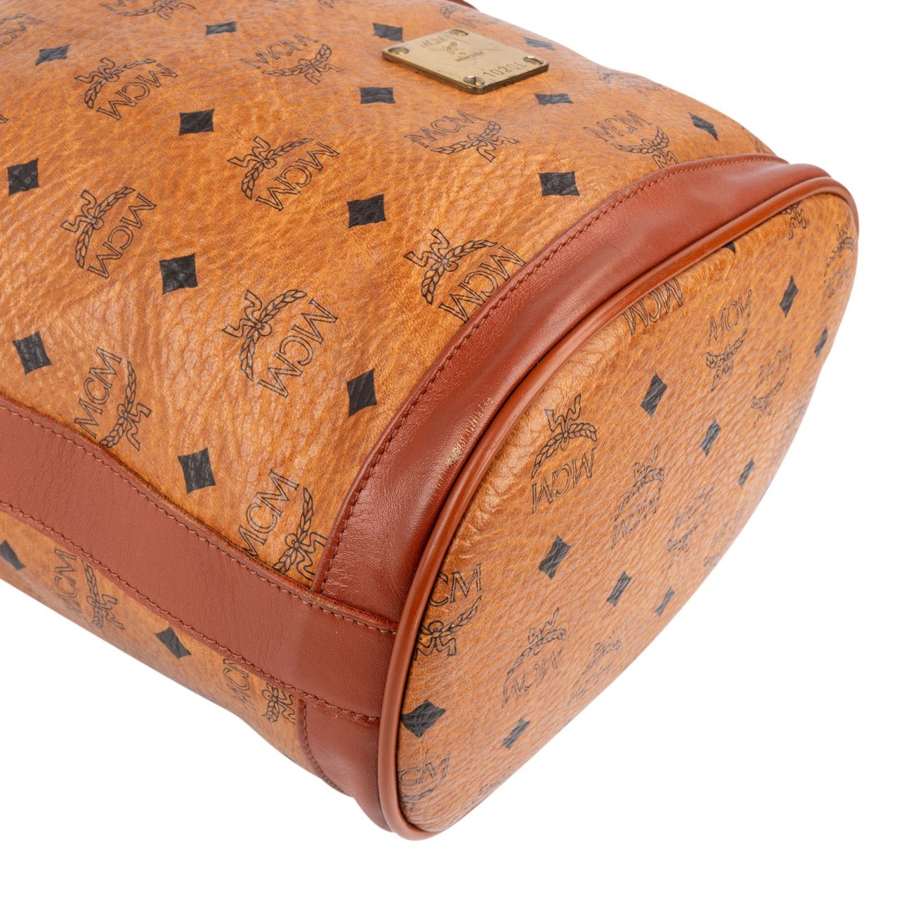 MCM MCM Monogram Visetos Drawstring Bucket Crossbody Bag Bruin
