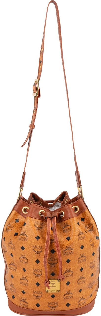 MCM MCM Monogram Visetos Drawstring Crossbody Bag Bruin