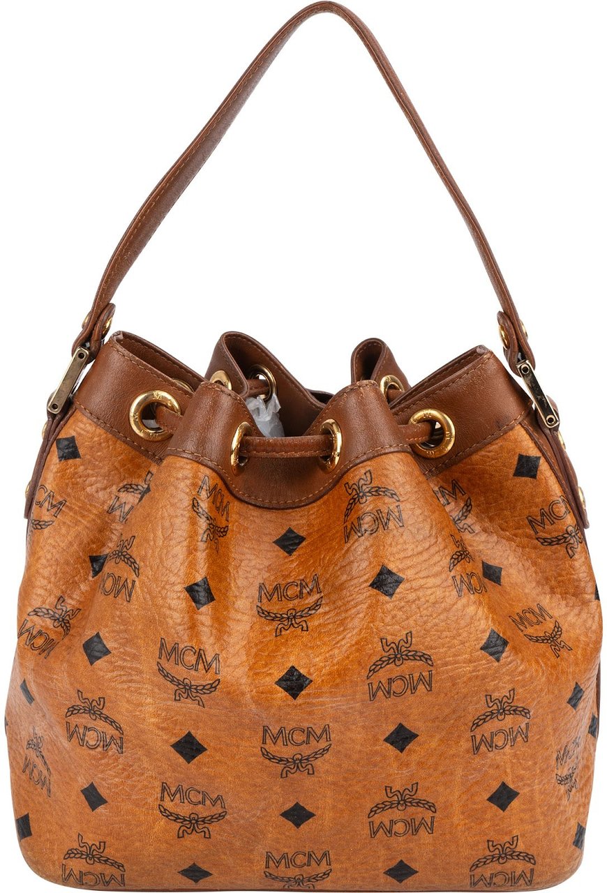 MCM MCM Monogram Visetos Drawstring Handbag Bruin