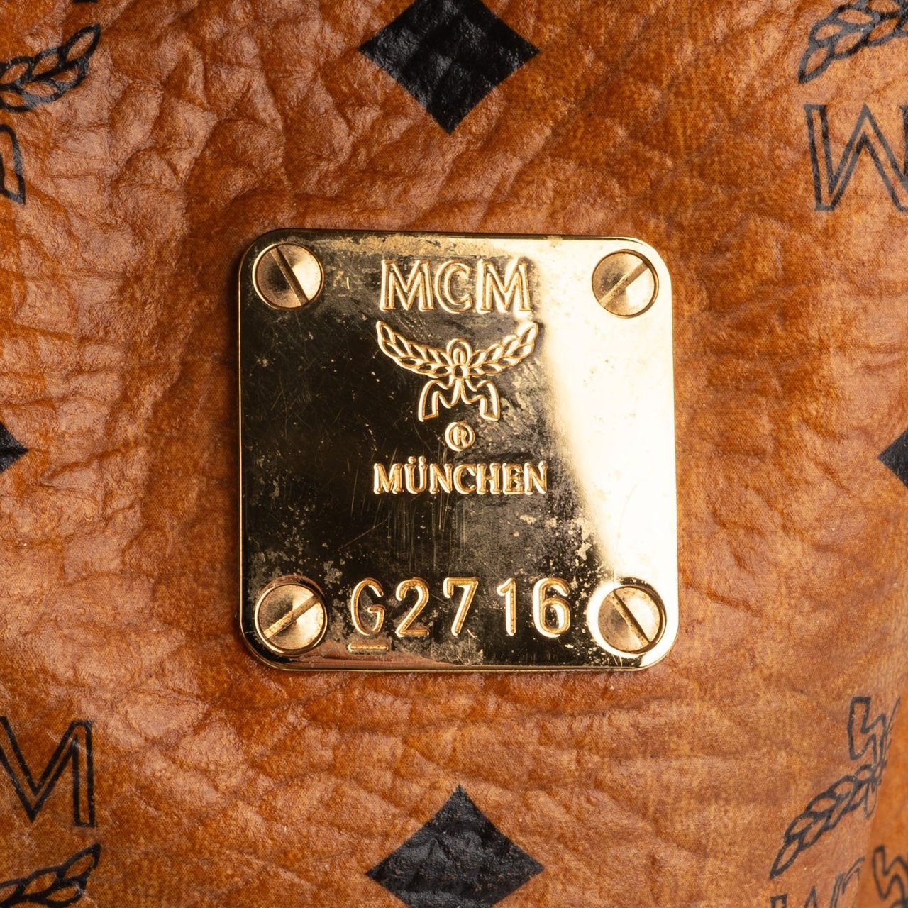 MCM MCM Monogram Visetos Drawstring Handbag Bruin