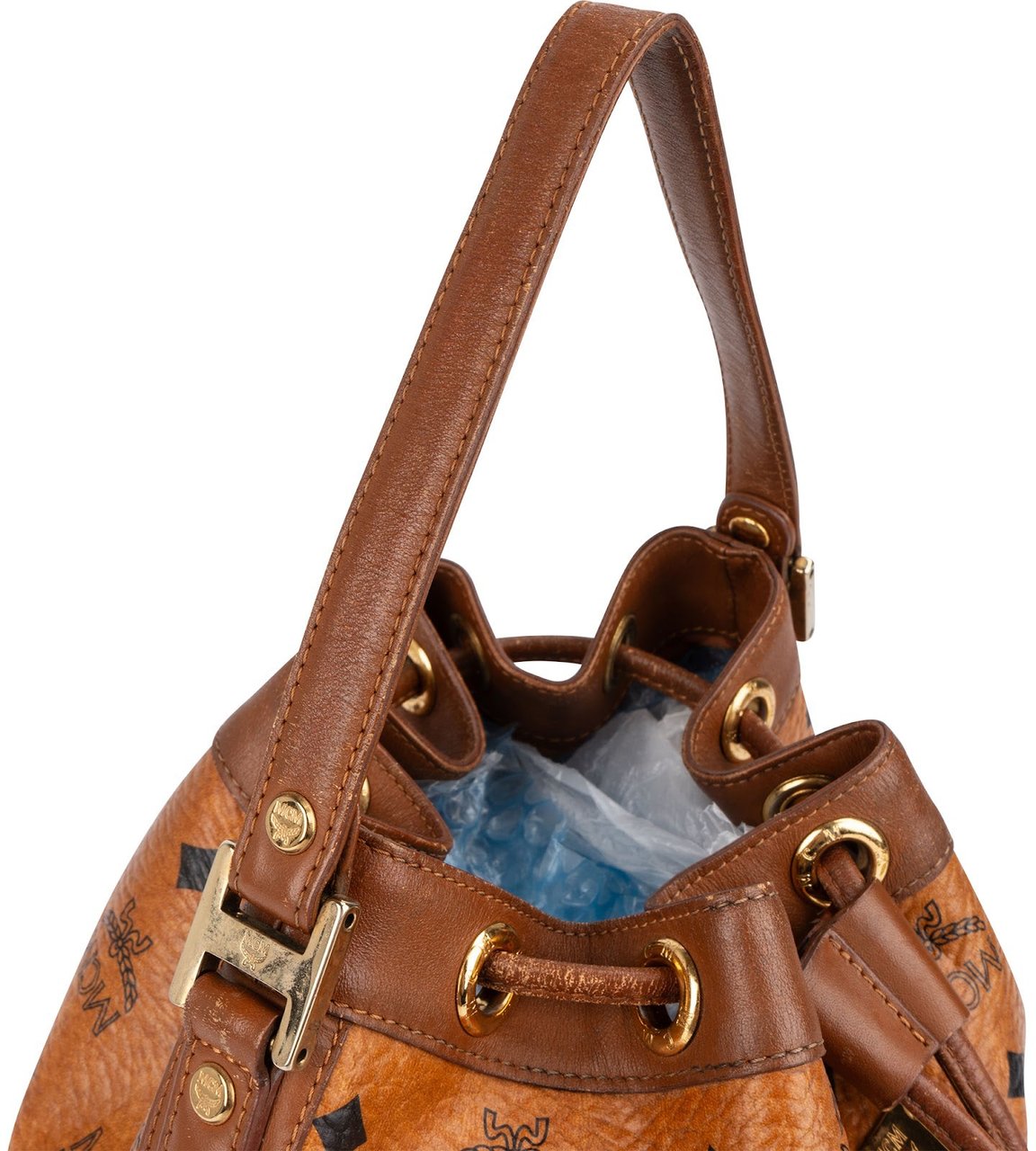 MCM MCM Monogram Visetos Drawstring Handbag Bruin