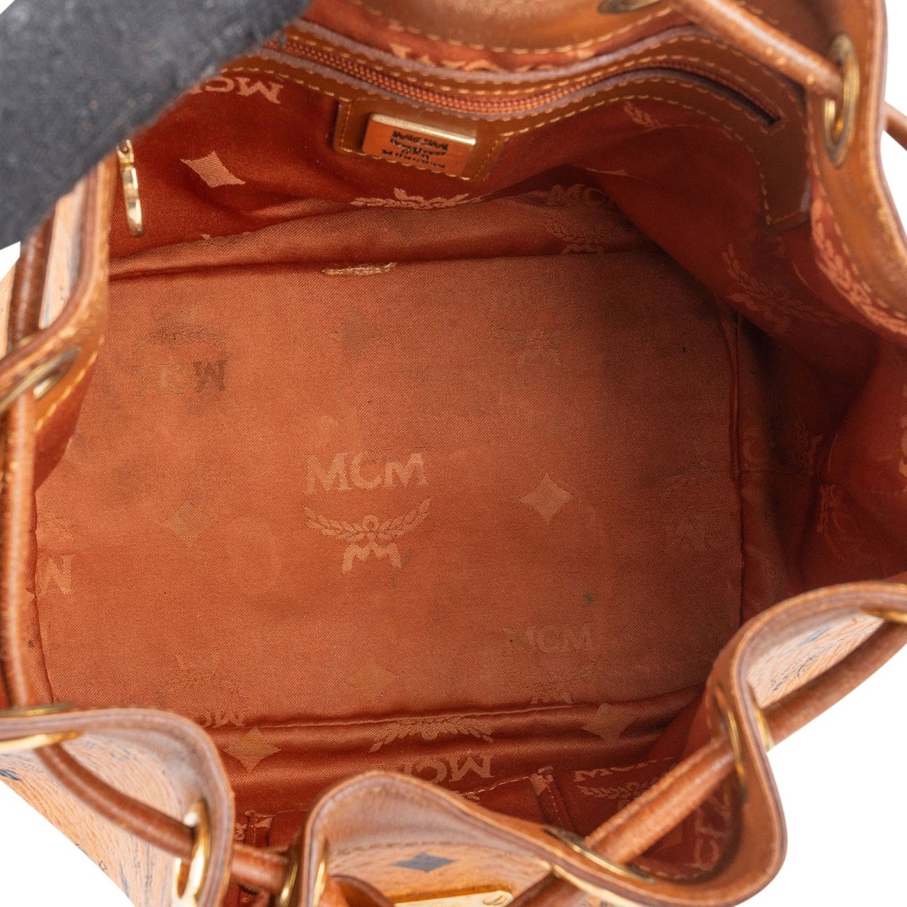 MCM MCM Monogram Visetos Drawstring Handbag Bruin