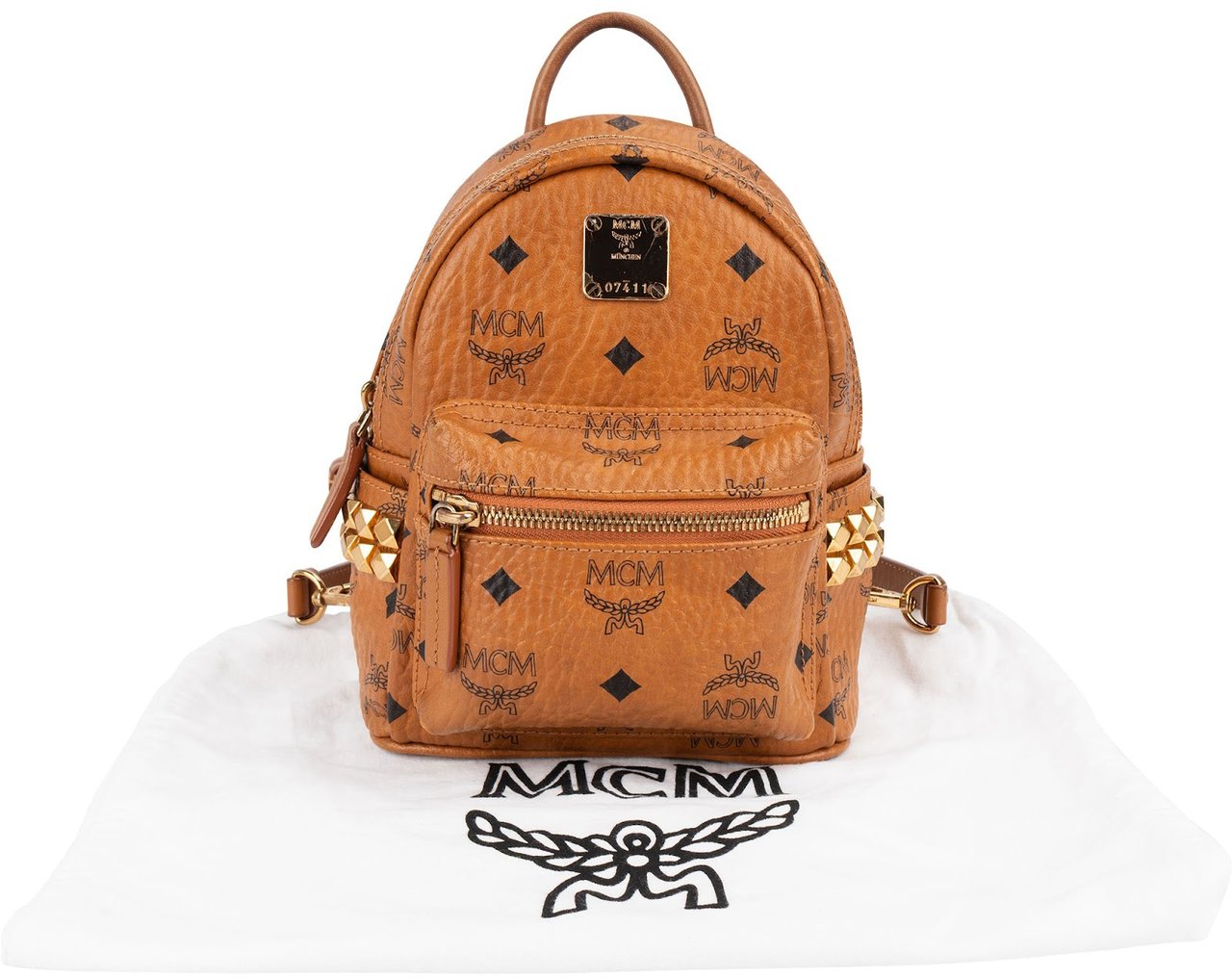 MCM MCM Monogram Visetos Studs Mini Backpack Bruin