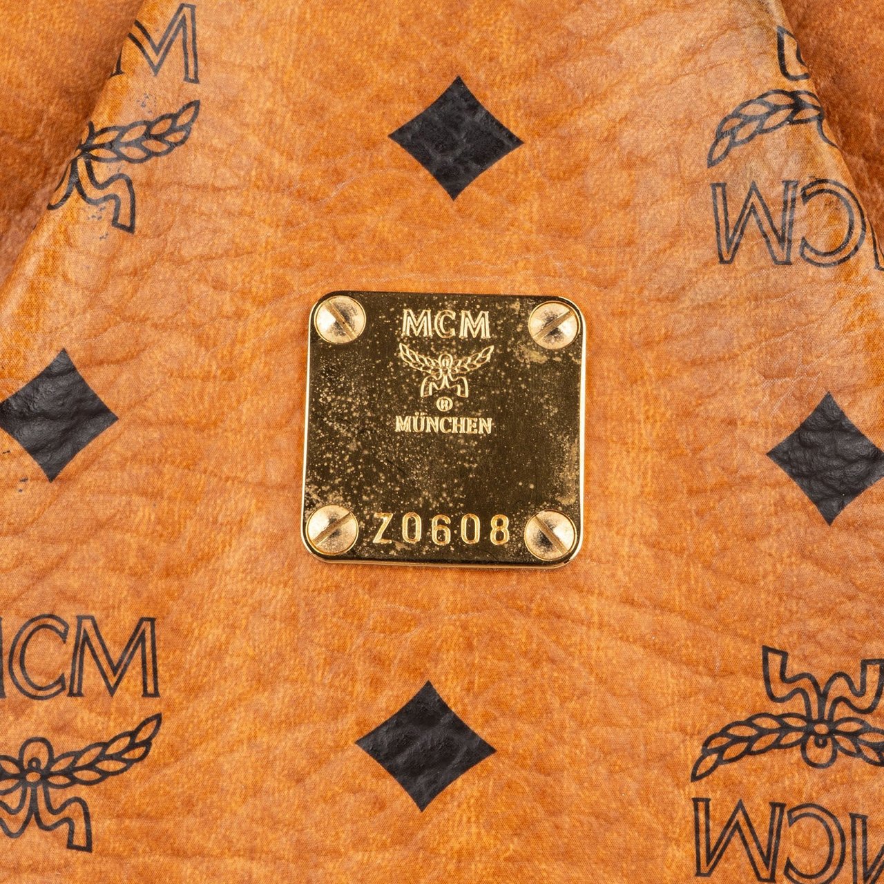 MCM MCM Monogram Visetos Small Satchel Tote Handbag Bruin