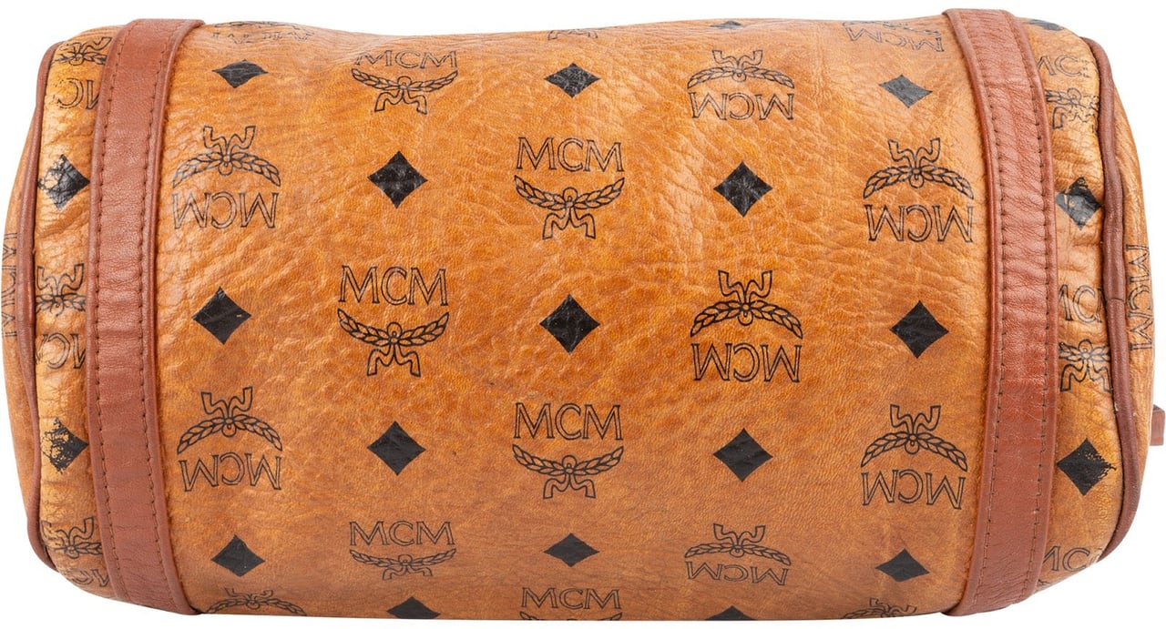 MCM MCM Monogram Visetos Cylinder Boston Crossbody Bag Bruin