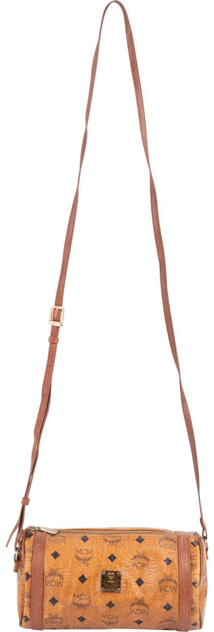 MCM MCM Monogram Visetos Cylinder Boston Crossbody Bag Bruin